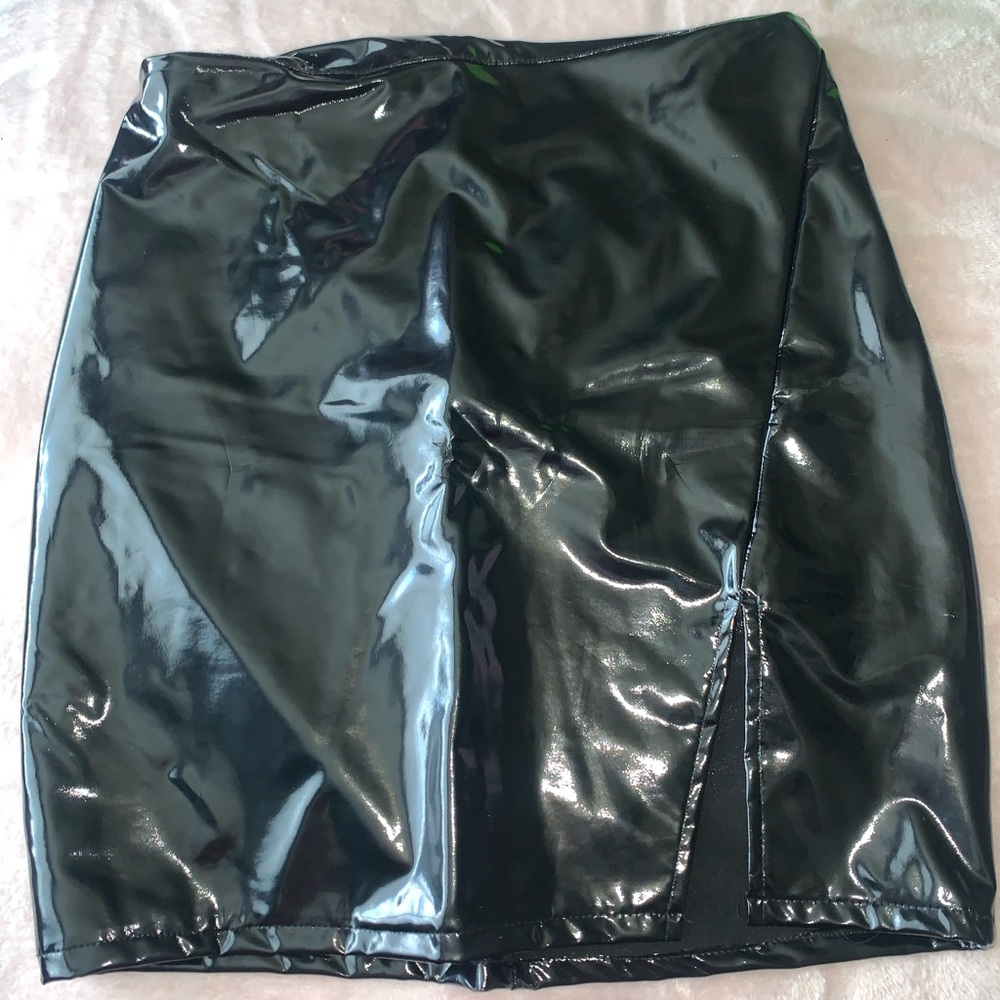 Fashion nova leather skirt with a slit